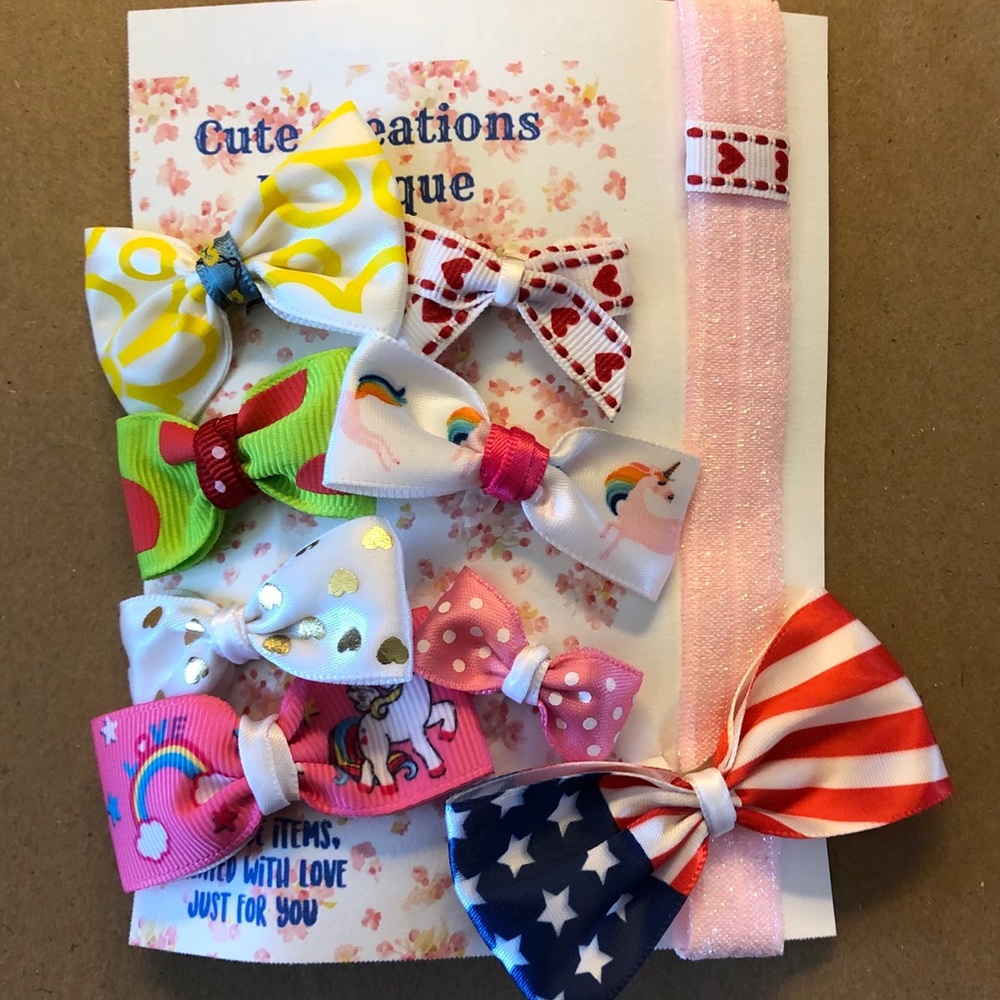 7 preemie bows with 11” preemie headband